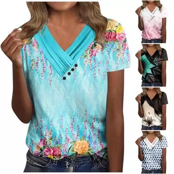 Блузки для женщин, повседневные модные футболки, модная футболка с рукавами и принтом, летние топы-туники XL розовый