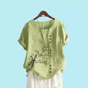 Блузки с цветочным принтом для женщин, летняя модная футболка с коротким рукавом, женская повседневная свободная рубашка с круглым воротником, большие размеры S коричневый