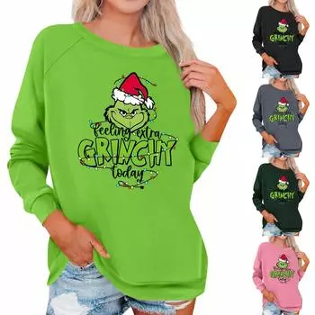 Блузки с длинным рукавом для женщин, повседневная рубашка с круглым вырезом, блузка с принтом, топы, свободный крой, осень M