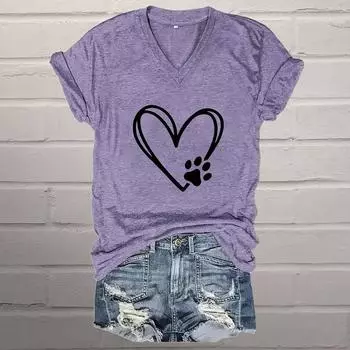 Блузки с рисунком кошачьих когтей Love Cat Claw, футболки с коротким рукавом и V-образным вырезом, повседневные XS серый