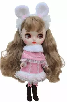 Blythe Outfit Rabbit Ear Cloak Winter Set Small Lady [Dolly Para] (розовый)