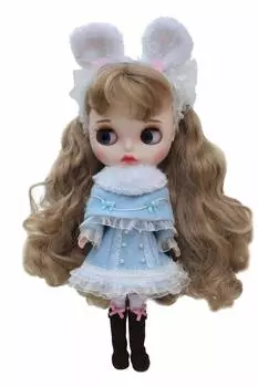 Blythe Outfit Rabbit Ear Cloak Winter Set Small Lady [Dolly Para] (синий) синий