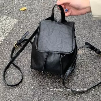 BM Brown Leather Pattern a Little Retro High Quality Backpack Oil Wax Black In Stock