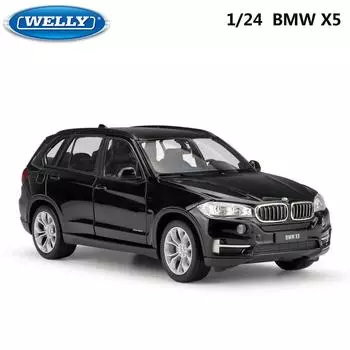BMW X5 WELLY 1/24 масштаб литой игрушечный автомобиль высокая имитационная модель классический внедорожник металлический сплав игрушечный автомобиль для детей подарочная коллекция чёрный