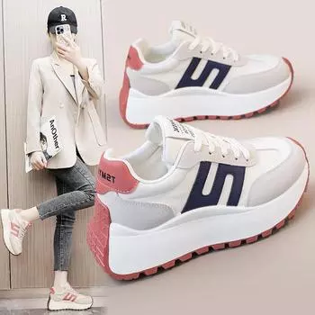 Bn008 Новые белые туфли, женские весенние и летние повседневные женские туфли на толстой подошве, дышащие износостойкие туфли с круглым носком 35