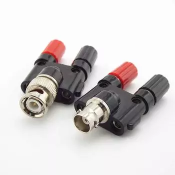 BNC female Male to Two Dual 4mm Banana Plug Jack Coaxial Connector RF Adapter Audio Adapter for CCTV BNC male