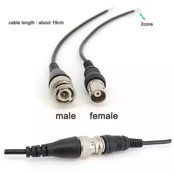 BNC мужской женский экранирующий кабель, разъем, перемычка из чистой меди Q9, мониторинг коаксиального сигнала, видео хвост, 19 см, без сварки male