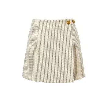 BNN Yin Huafu Third Anniversary/ Four Seasons Baiai Shaping Anti-Wrinkle Luxury Brand Large Cotton Split Stripe Short dress White-Skirt M