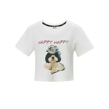 BNN Yin Huafu Third Anniversary/Group Pet Happy T Happy Every Day Digital Print High Count Cotton Short sleeve T-shirt White L