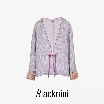 BNN Yin Huafu Third Anniversary/New Chinese Lt Fabric Song Dynasty Brocade Jade Butterfly Buckle Tweed Outwear Purple S