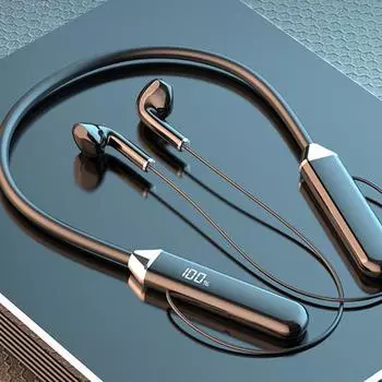 BNR Neckband 5.2 Bluetooth наушники с длительным временем ожидания стерео шумоподавлением наушники-вкладыши спортивные с цифровым дисплеем чёрный