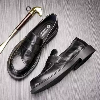 Бо Вэй Деловая мужская обувь Официальные британские кожаные туфли Удобная универсальная повседневная обувь Мокасины для вождения с одной педалью 38 чёрный