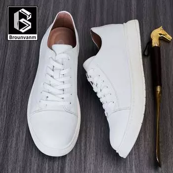 Бо Вэй Белые Маленькие Кожаные Туфли Мужские Повседневные Туфли Британского Стиля С Мягкой Подошвой Мужские Деловые Костюмы Модные Белые Туфли 38 белый