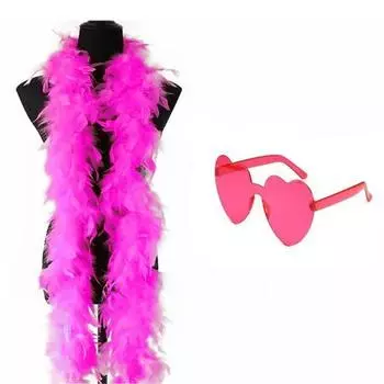 Боа из перьев индейки Пушистый боа шарф с безободковыми солнцезащитными очками в форме сердца Аксессуар для костюма на Хэллоуин Рождество для женщин девушек