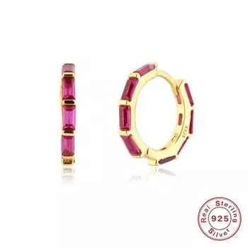 Boako 925 пробы стерлингового серебра серьги-кольца Aros Colores для женщин зеленый розовый циркон серьги-кольца пирсинг Pendientes девушка подарок