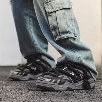 Board shoes men s 2024 new niche design embroidery dreadlocks trendy shoes fashion street dragon year platform men s shoes bread shoes 39