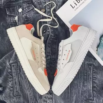 Board Shoes Men s 2024 Summer New Fashion Casual Shoes All-match Student Shoes Outdoor Skateboarding Shoes Trend Men s Shoes 39 бежевый