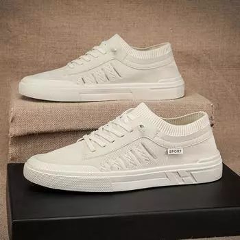 Board shoes men s 2025 new fly-woven breathable fashion versatile casual shoes soft-soled non-slip moisture shoes one-pedal lazy shoes 38