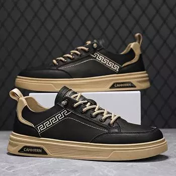 Board shoes men s 2025 new spring men s shoes leather surface casual shoes student teenager flat bottom low top trendy shoes men 39