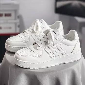 Board shoes men s autumn new leather surface breathable sports casual shoes teenagers and students versatile trend versatile white shoes 39