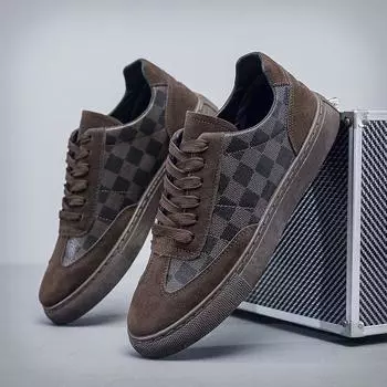 Board shoes men s European station men s shoes men s board shoes low-top plaid lace-up casual shoes versatile shoes men s trendy men 39