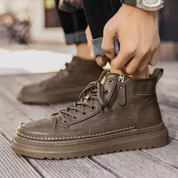 Board shoes men s Martin boots new autumn and winter British style tooling boots men s shoes trendy shoes men s locomotive boots 39 чёрный