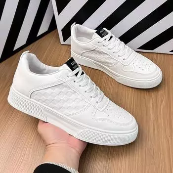 Board shoes men s new simple plaid soft baseplate shoes panda color scheme sports shoes color matching casual leather white shoes 39 белый