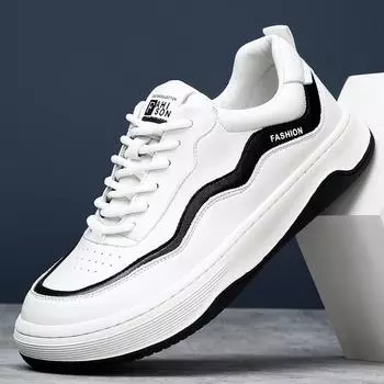 Board shoes men s shoes 2025 spring new breathable casual shoes leather sports shoes trend versatile platform white shoes 38