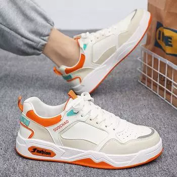 Board shoes men s shoes spring and summer new low-top heightening thick-soled white shoes leather surface breathable student sports and leisure shoes 39