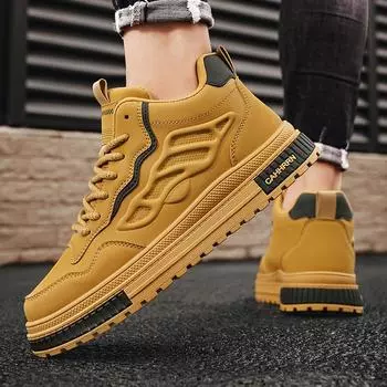 Board shoes men s thick-soled heightening sports shoes medium-top retro lace-up flat shoes men s high-top casual shoes 39