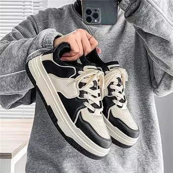 Board shoes new Internet celebrity shoes men s trend versatile niche student beauty leather surface board shoes platform sports trendy shoes men 39 чёрный