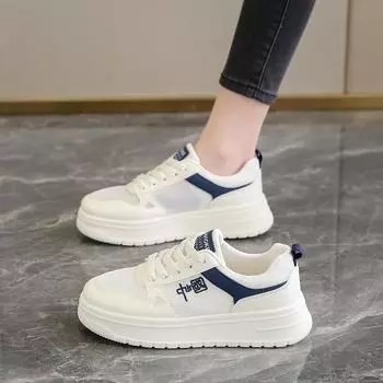 Board shoes women s 2024 winter new mesh breathable non-slip casual little white shoes female students low-top lightweight sports shoes 35 бежевый