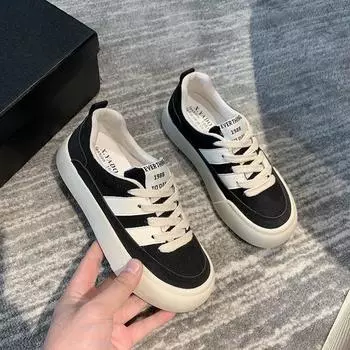 Board shoes women s autumn new fashionable versatile thick-soled height-increasing white shoes color matching student casual shoes 35