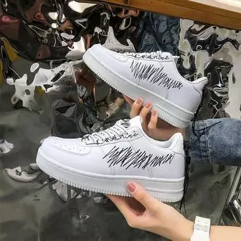 Board Shoes Women s Little White Shoes 2024 New Fashion Casual Shoes Versatile Thick Sole Comfortable Sports Shoes sneakers 36 чёрный