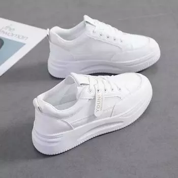 Board shoes women s new trendy student running shoes lace-up casual sports shoes women s fashion white shoes 35