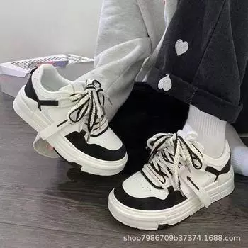 Board shoes women s niche students casual versatile white shoes comfortable new 2024ins trendy shoes light 35 чёрный