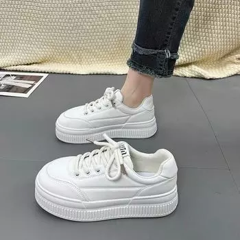 Board shoes women s white summer muffin sole single shoes increase height sports and leisure shoes rocking shoes white shoes women show height 35