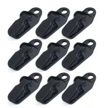 Boat Clip Tent Hook Car Camping Clamp Awning Black Nylon Plastic 10pcs