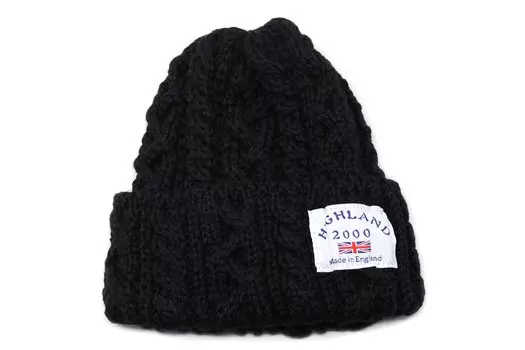 BOB CAP Вязаная шапка вязаная крючком шерстяная шапка Сделано в Англии ЧЕРНАЯ [Хайленд 2000] чёрный