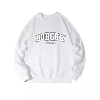 BOB Fashionable Printed Top, Autumn and Winter Casual Sportswear, Cotton Sweatshirt M белый