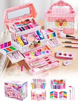 Bobblyfun Girls Makeup 5 Layers Makeup Remover with Play House Girls Nail Nail Cosmetic Storage Box Included Set, Set, Water, Set, Dresser, Eyeshadow,