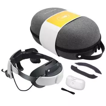 BOBOVR Сумка для хранения C2 и ремешок на голову M2 Pro Battery с аккумулятором 5200 мАч для аксессуаров Meta Quest2 VR серый/серебряный