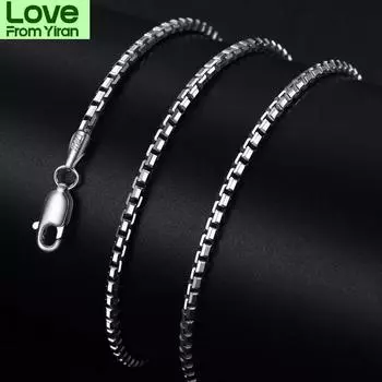 Bocai Новое настоящее S925 чистое серебро ювелирные изделия корейская мода коробка цепь мужское ожерелье ключицы 2 мм гальванизированное платиновое мужское ожерелье 45cm 9.3g