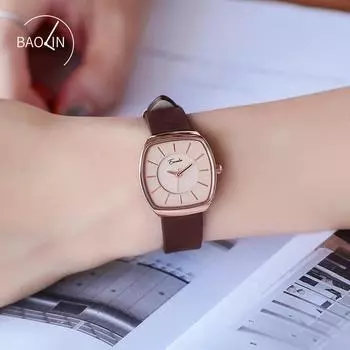 Бочкообразные литературные ретро элегантные OL модные универсальные простые лесные часы женские водонепроницаемые