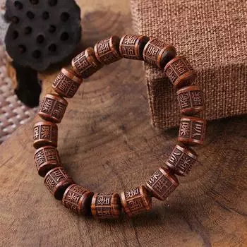 Бочонок из бисера из палисандра, резьба в этом году жизни, шестизначная мантра из буддийских бусин, мужские и женские браслеты, подарки