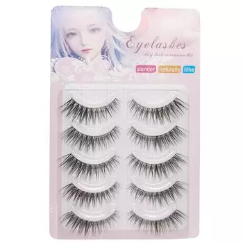 Bodermincer False Eyelashes Natural Upper Eyelashes 3D 023 Popular Handmade Actress Eyelashes 5 Pairs (x 1)
