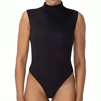 Боди без рукавов с имитацией водолазки, сексуальные топы с высоким воротом, трико с острыми краями XS чёрный