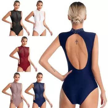 Боди без рукавов с вырезом сзади для джазового балета, танцевальной одежды для художественной гимнастики, фигурного катания, купальник в стиле пэчворк, танцевальная одежда S бордовый