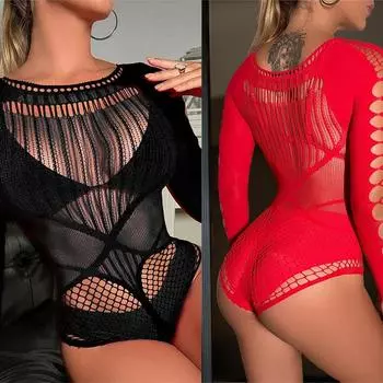 Боди Бикини рыболовная сеть выдолбленная нескользящая соблазнительная пижама обтягивающая одежда сексуальное женское эротическое белье One Size