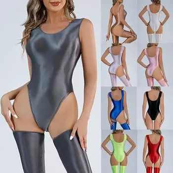 Боди-боди с открытой спиной, стринги, женский глянцевый купальник M